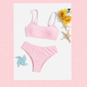 SHENHE Girl's 2 Piece High Waisted Spaghetti Strap Bikini Set Size Teen 12-13 Y